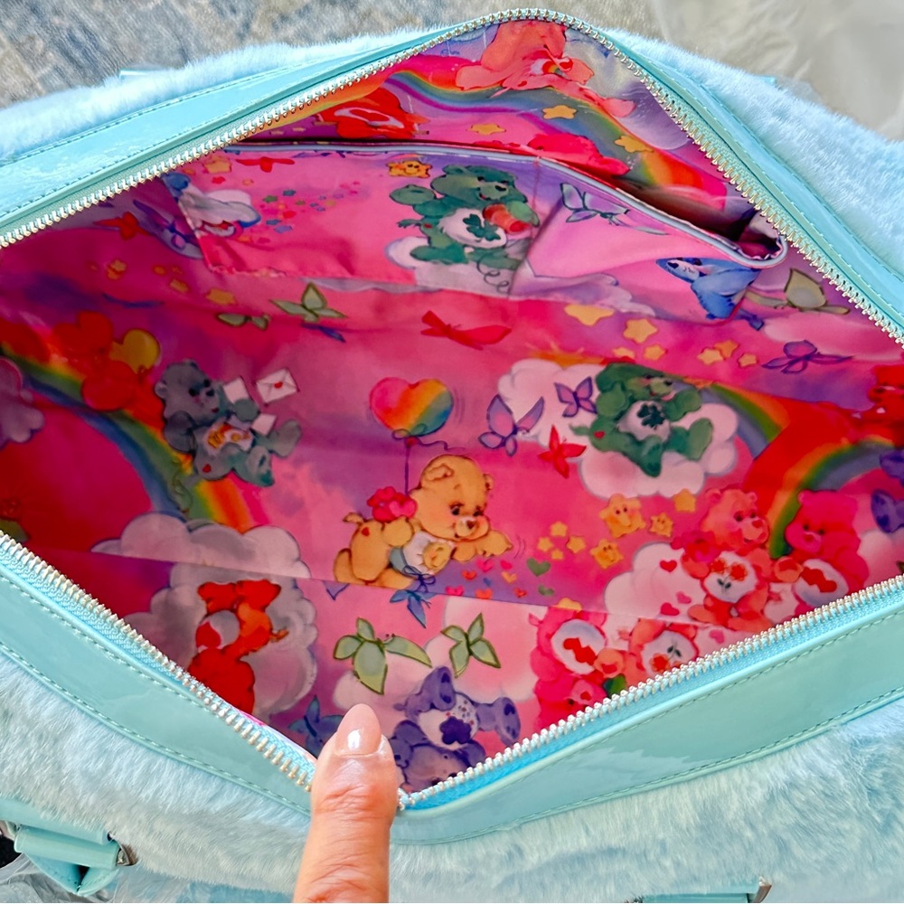 New Care Bears x Dolls Kill Weekender Travel Faux Fur Bag - Picture 10 of 13